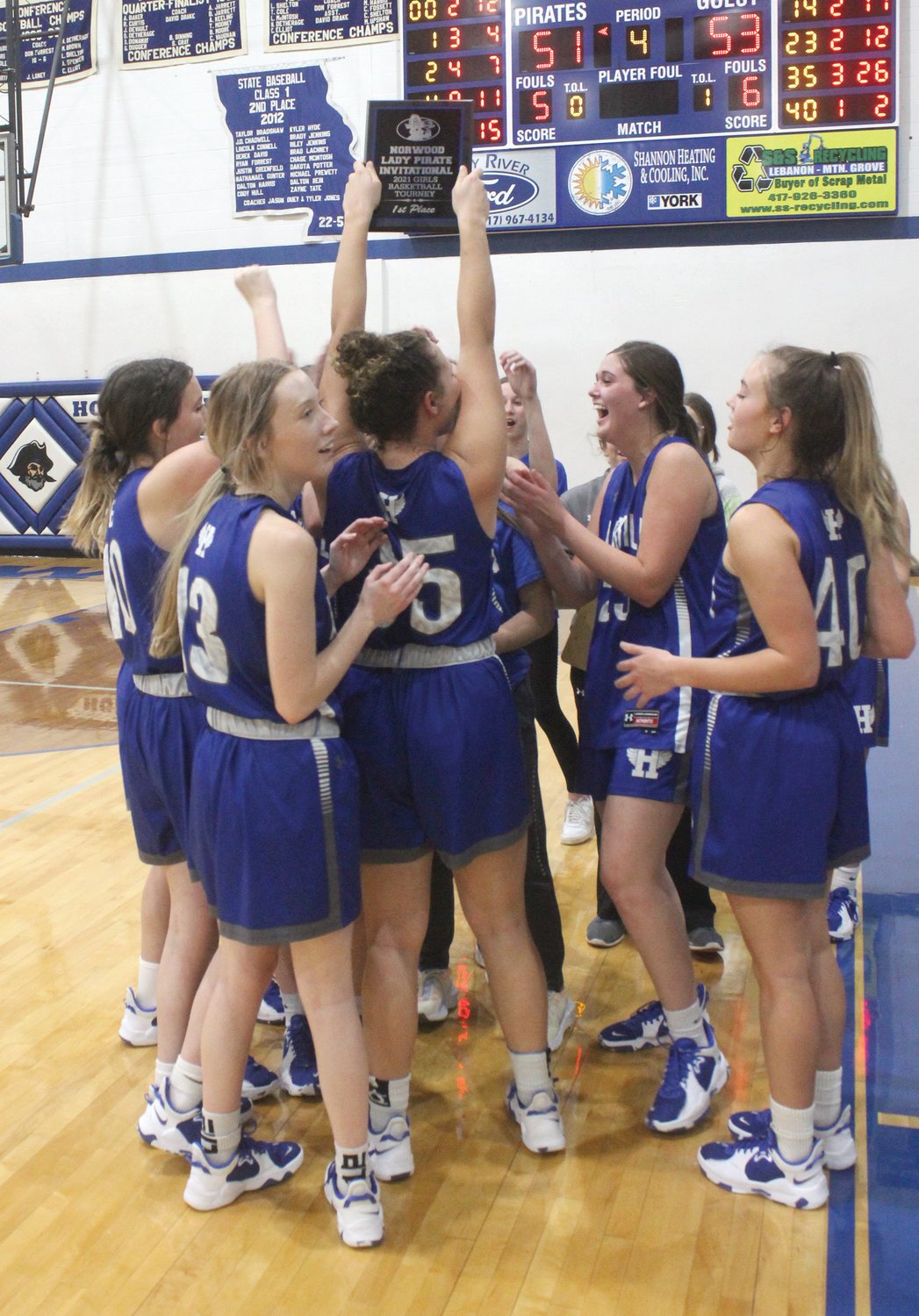 The Hartville Lady Eagles basketball team won a tournament championship last week as a total of six Wright County teams competed in two local tournaments. The Lady Eagles won the Norwood Lady Pirate Invitational title.